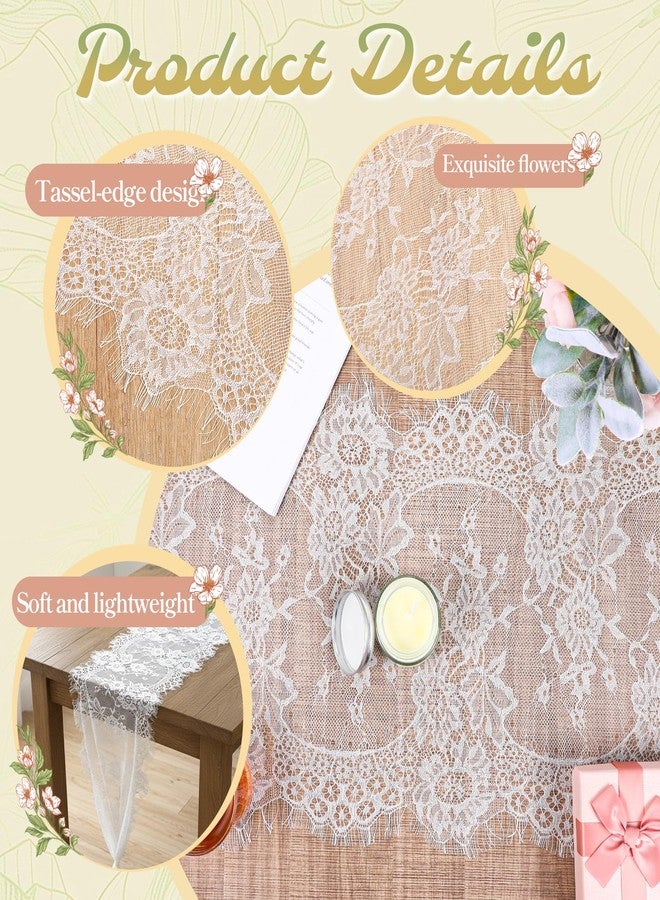 Xosjska 12 Pack White Lace Table Runners 14 x 120 Inch White Rustic Lace Fabric Table Runners with Rose Embroidered Floral Vintage Table-Runner for Party Wedding Bridal Shower Decorations - Image 3