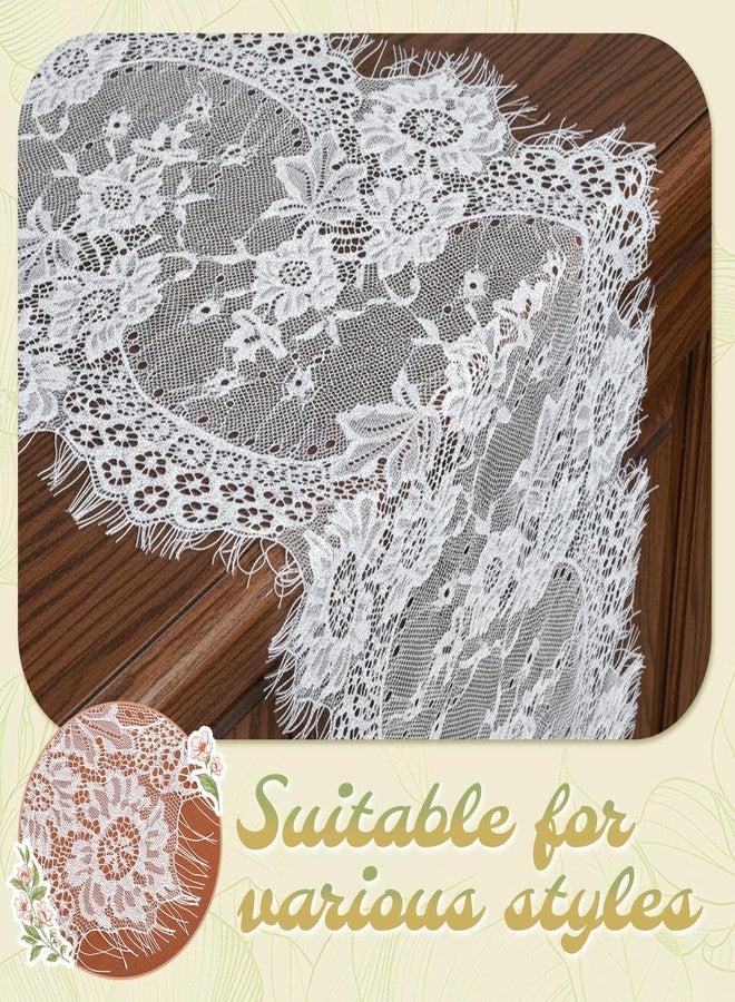 Xosjska 12 Pack White Lace Table Runners 14 x 120 Inch White Rustic Lace Fabric Table Runners with Rose Embroidered Floral Vintage Table-Runner for Party Wedding Bridal Shower Decorations - Image 4