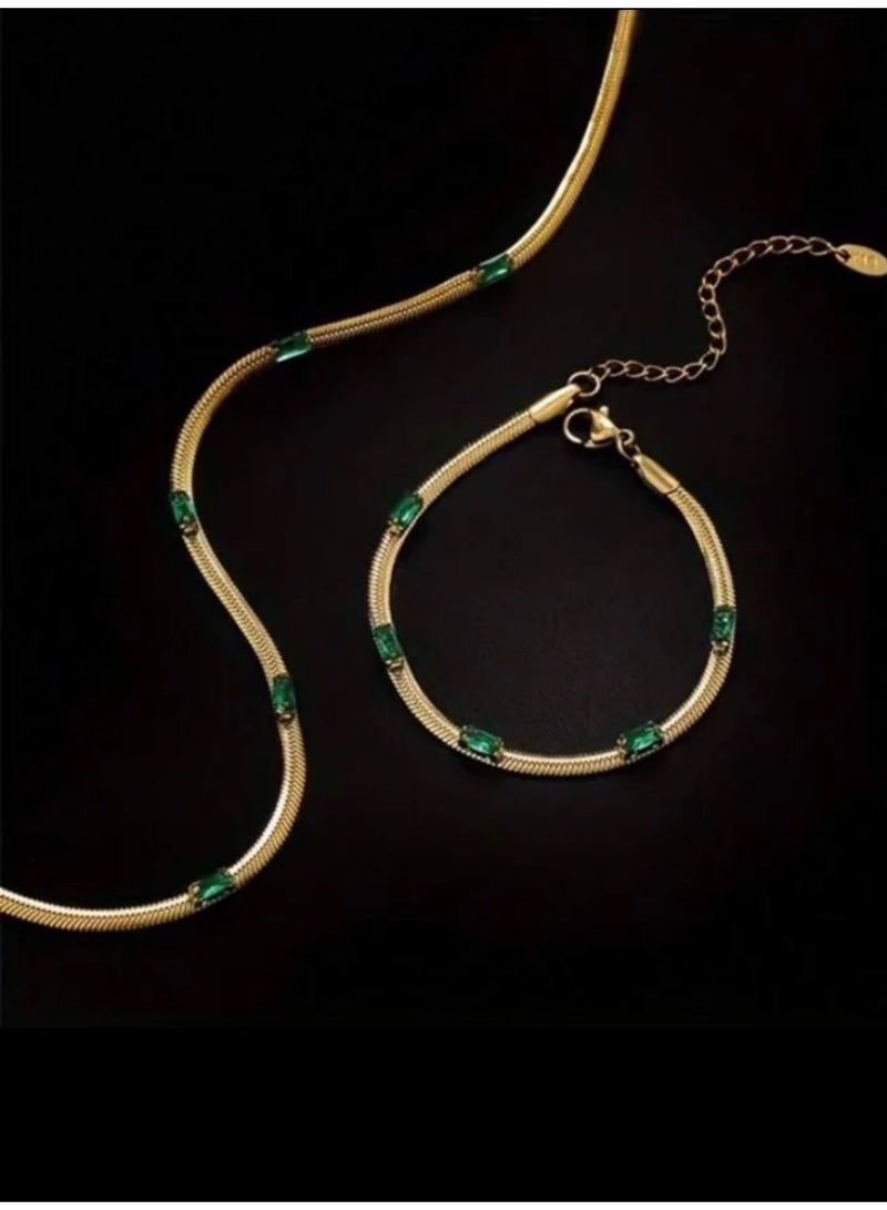 Casual collection Elegant & High Quality Stainless Steel Gold Plated Choker And Bracelet Jewellery Set For Women With Gift Box - Image 4