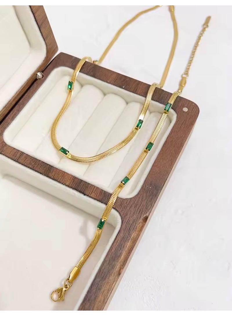 Casual collection Elegant & High Quality Stainless Steel Gold Plated Choker And Bracelet Jewellery Set For Women With Gift Box - Image 2