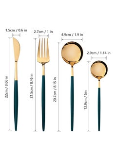 Golden Spoon Set, 24 Pieces in Premium Carton Box, Premium Quality AR - Silverware Set Stainless Steel Cutlery: 24 Piece Dinnerware Utensils Dinner Forks Spoons Steak Knife Service 6 - 24 Piece Spoon Set - 6 Person Cutlery Set, 24 Piece Cutlery Set Black Gold Matt, Dinner Set with Knife Fork Spoon, Stainless Steel Cutlery Set, Dishwasher Safe - pzsku/ZA114508C90A1C0E96B6AZ/45/_/1740092160/fcde3cf1-51eb-4129-9b2b-874f19f6bb8c