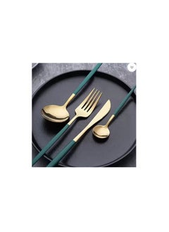 Golden Spoon Set, 24 Pieces in Premium Carton Box, Premium Quality AR - Silverware Set Stainless Steel Cutlery: 24 Piece Dinnerware Utensils Dinner Forks Spoons Steak Knife Service 6 - 24 Piece Spoon Set - 6 Person Cutlery Set, 24 Piece Cutlery Set Black Gold Matt, Dinner Set with Knife Fork Spoon, Stainless Steel Cutlery Set, Dishwasher Safe - pzsku/ZA114508C90A1C0E96B6AZ/45/_/1740092161/01c1c399-f0aa-482d-b865-8308c9f38a69