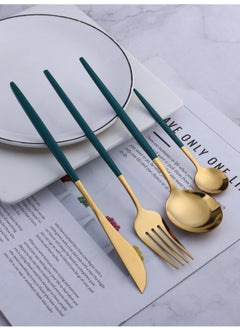 Golden Spoon Set, 24 Pieces in Premium Carton Box, Premium Quality AR - Silverware Set Stainless Steel Cutlery: 24 Piece Dinnerware Utensils Dinner Forks Spoons Steak Knife Service 6 - 24 Piece Spoon Set - 6 Person Cutlery Set, 24 Piece Cutlery Set Black Gold Matt, Dinner Set with Knife Fork Spoon, Stainless Steel Cutlery Set, Dishwasher Safe - pzsku/ZA114508C90A1C0E96B6AZ/45/_/1740092189/e6aa8b89-e347-41be-ad02-47449b84c32e