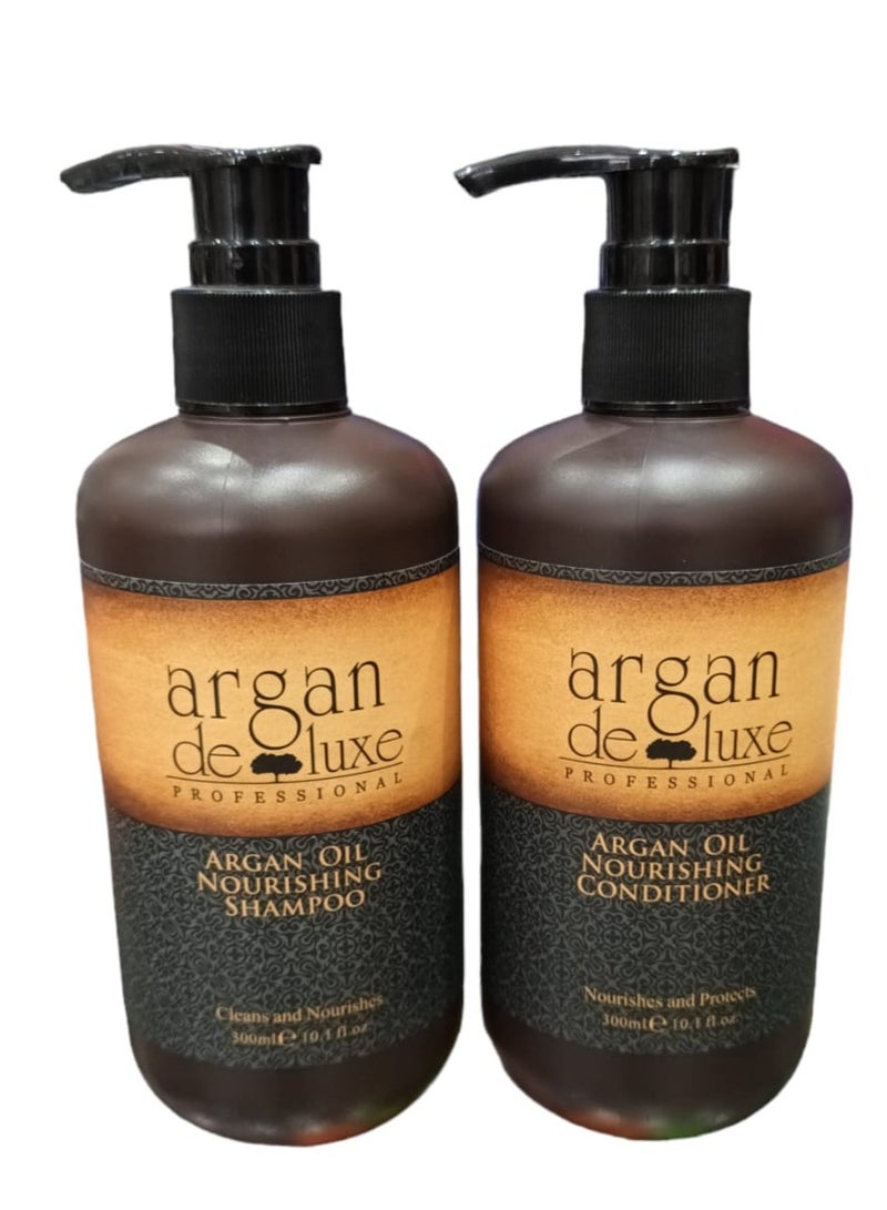 أرغان ديلوكس شامبو300مل وبلسم300مل فاخر بزيت الارغان المغربي من ارغان ديلوكس