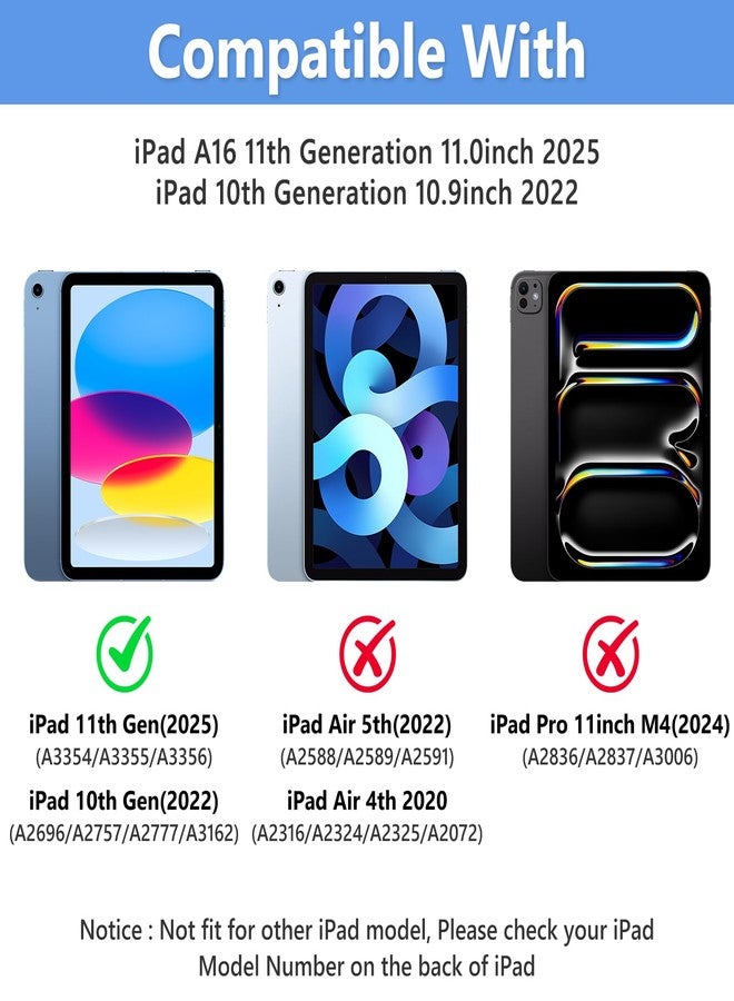 تاييانج غطاء TaIYanG Touchpad لجهاز iPad A16 من الجيل الحادي عشر/العاشر مع لوحة مفاتيح، غطاء بإضاءة خلفية بسبعة ألوان قابل للدوران 360 درجة مع حامل قلم، لوحة مفاتيح قابلة للفصل لجهاز iPad مقاس 11 بوصة 2025/الجيل العاشر 10.9 بوصة 2022 (أسود) - Image 3