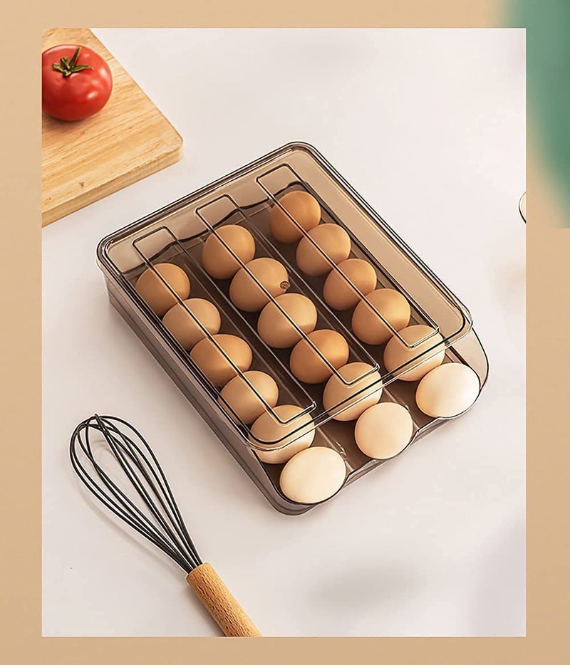 TERXA TERXA Single Layer Egg Storage Box Egg Holder For Refrigerator Egg Storage Container With Slide Design Kitchen Storage Organizer Pack of 1Multicolor  - Image 2
