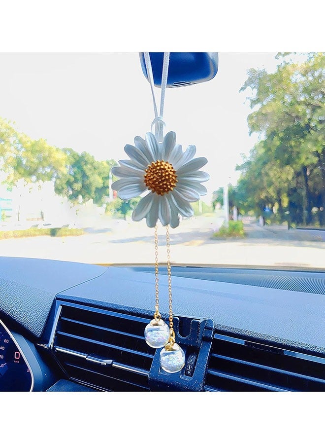 Car Hanging Decoration, Daisy Crystal Flower Car Accessories - Image 2