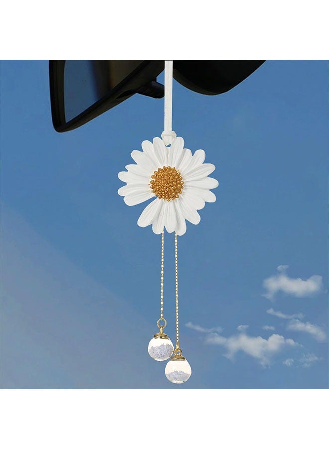 Car Hanging Decoration, Daisy Crystal Flower Car Accessories - Image 1