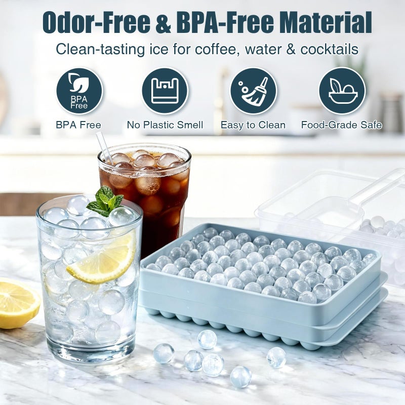 WIBIMEN Mini Ice Cube Trays, 0.55â€ Tiny Pebble Ice for Iced Coffee & Cocktails, Fast Chill, Easy Twist Release, Stackable with Lid & Storage Bin (2 Pack, Blue) - Image 5