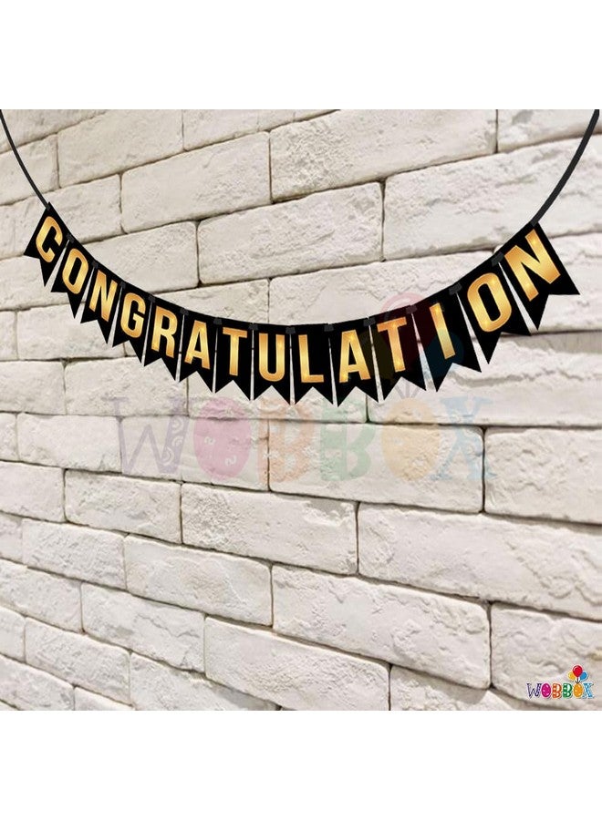 Wobbox Black & Golden Congratulations Bunting Banner, Congratulations Banner for Decoration - Image 4