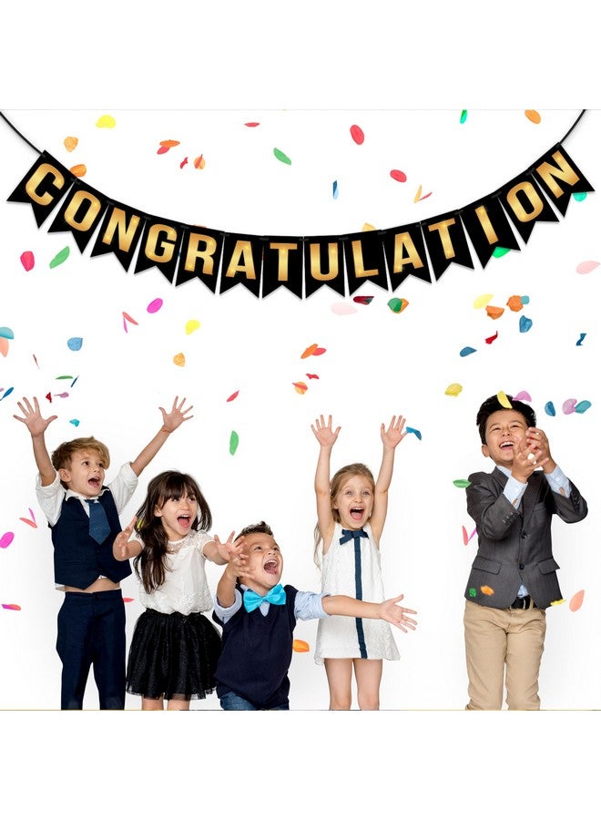Wobbox Black & Golden Congratulations Bunting Banner, Congratulations Banner for Decoration - Image 5