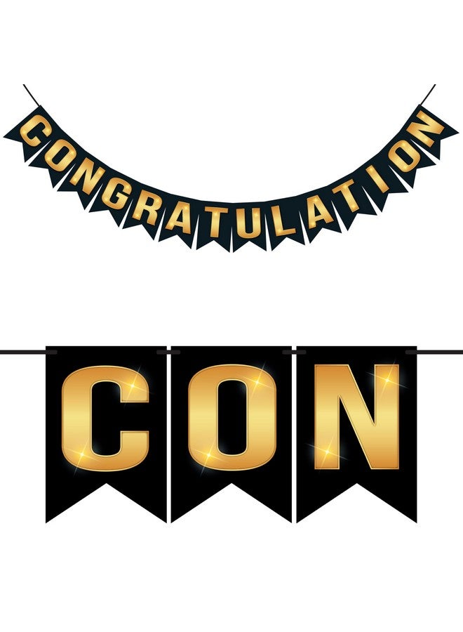 Wobbox Black & Golden Congratulations Bunting Banner, Congratulations Banner for Decoration - Image 1