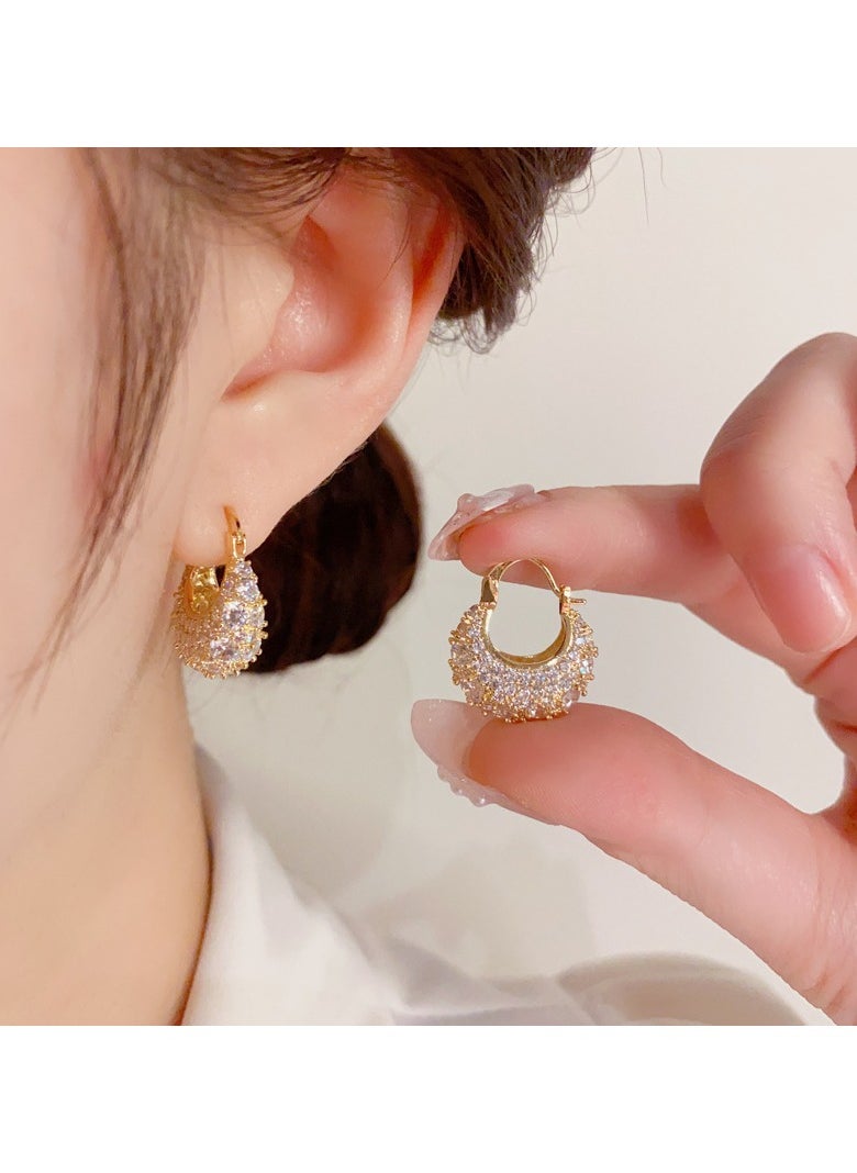 Generic - Zirconia Encrusted Bag Earrings - Image 1