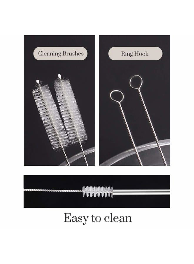CAMDEA Set of 4 Reusable Metal Straws with Silicone Tips, Long Stainless Steel Straw with Cleaning Brushes and Case, Drinking for 30 oz and 20 oz Tumblers. - Image 3