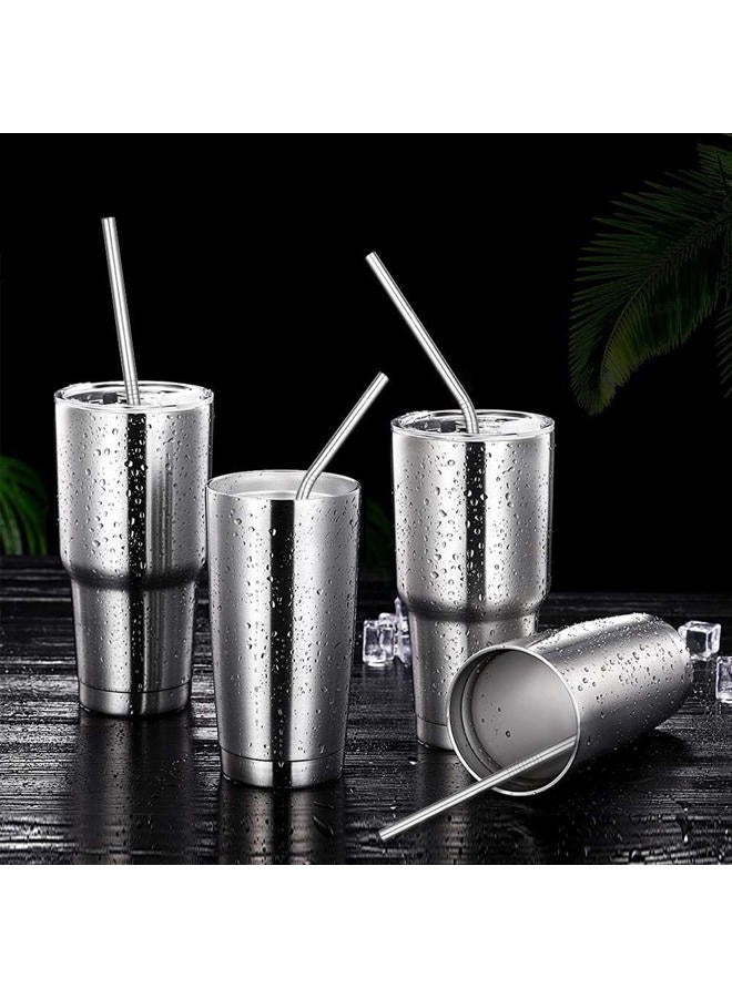 CAMDEA Set of 4 Reusable Metal Straws with Silicone Tips, Long Stainless Steel Straw with Cleaning Brushes and Case, Drinking for 30 oz and 20 oz Tumblers. - Image 4