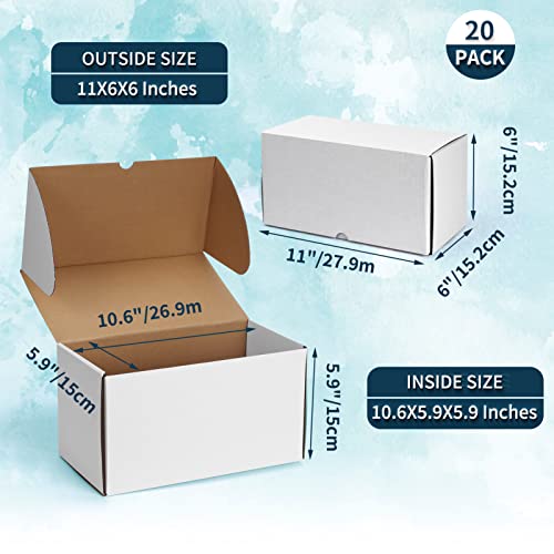 WIFTREY 11x6x6 Shipping Boxes for Small Business 20 PACK, White Corrugated Cardboard Mailer Boxes for Packing Mailing - Image 2