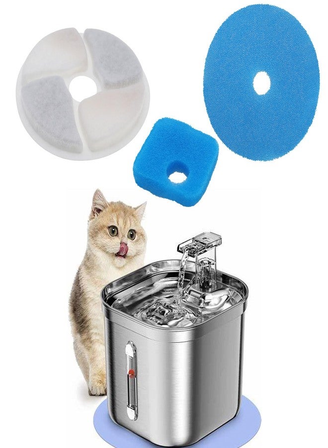 SING F LTD 4 Sets Filter Cartridges Kit Compatible with AthlChamp Pet Water Fountain PP Cotton Water Fountain Filters with Round & Square Sponges - Image 3