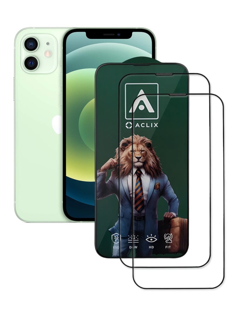 ACLIX 2 Pieces Antistatic ESD Dustproof Premium Quality High Definition Tempered Glass Screen Protector Designed For  iPhone 12 - Image 1