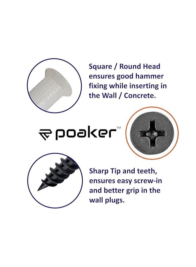 Poaker 25 Pairs 38mm Black Drywall Screws with Fischer Plugs – Heavy-Duty Wall Fixing Kit for Plasterboard, Brick & Concrete Mounting - Image 3