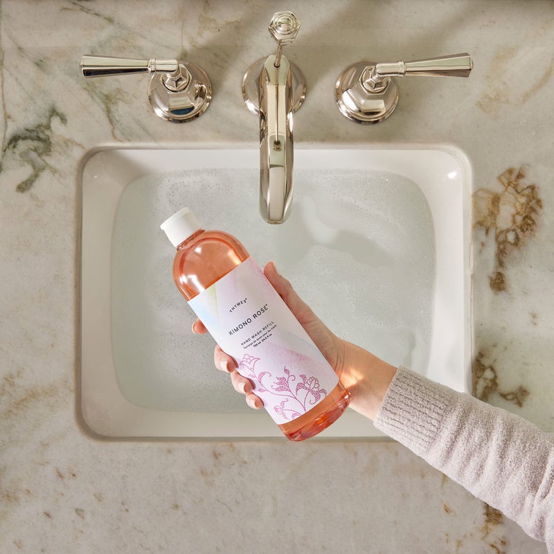Thymes Hand Wash Refill - Lightly Scented Liquid Hand Soap for Bathroom and Kitchen Refill - Moisturizing Formula with Natural Ingredients (Kimono Rose, 24.5 fl oz) - Image 3