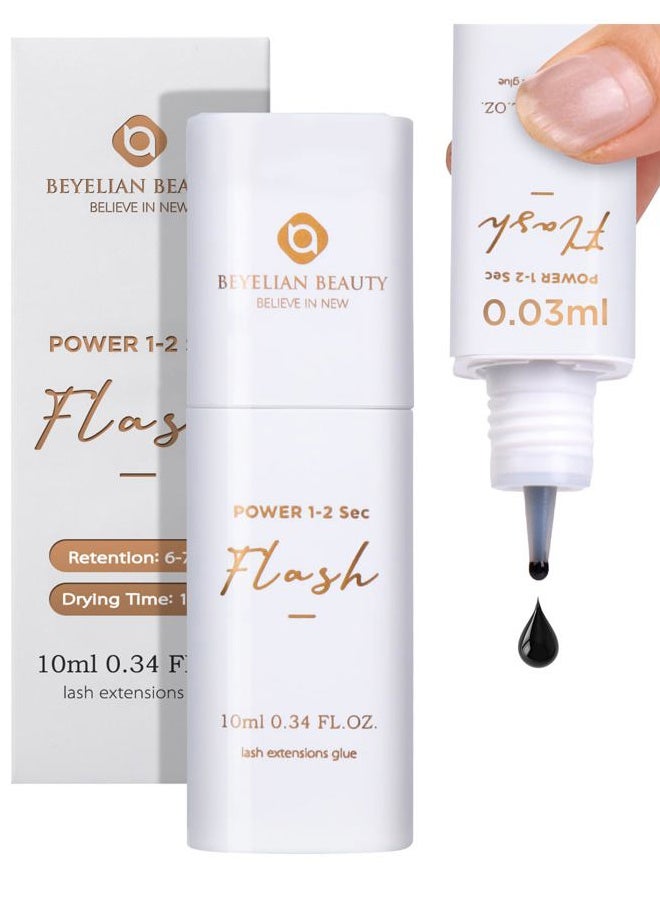 BEYELIAN Eyelash Extension Glue, Lash Glue for Eyelash Extensions 10 ml, Smart Drop Technology Flash Glue for Classic and Volume Lashes, 0.03 ml per Drop, 1 S Dry Time, 6-7 Weeks Retention by BEYELIAN  - Image 1