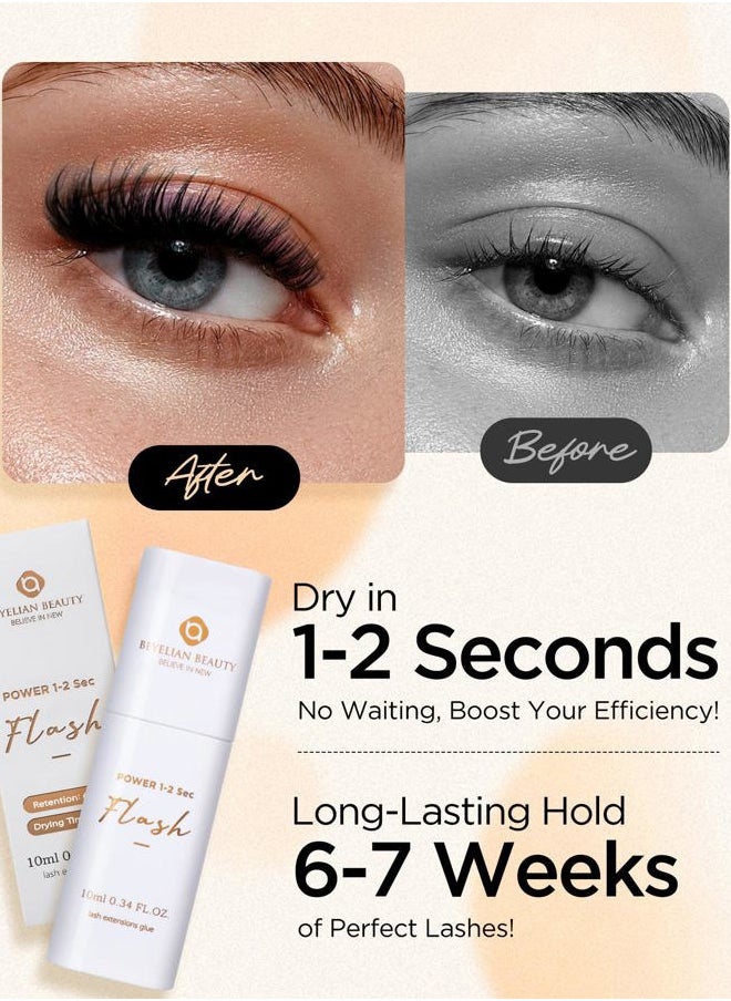 BEYELIAN Eyelash Extension Glue, Lash Glue for Eyelash Extensions 10 ml, Smart Drop Technology Flash Glue for Classic and Volume Lashes, 0.03 ml per Drop, 1 S Dry Time, 6-7 Weeks Retention by BEYELIAN  - Image 3