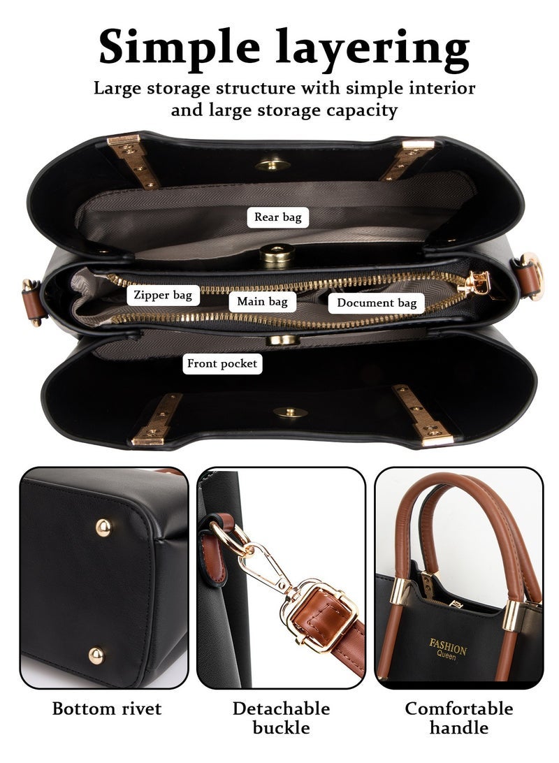 URbazaar Shoulder Tote Bags for Women Top Handle Satchel Ladies Fashion Office Casual Handbags Large Capacity PU Material Stylish - Image 4