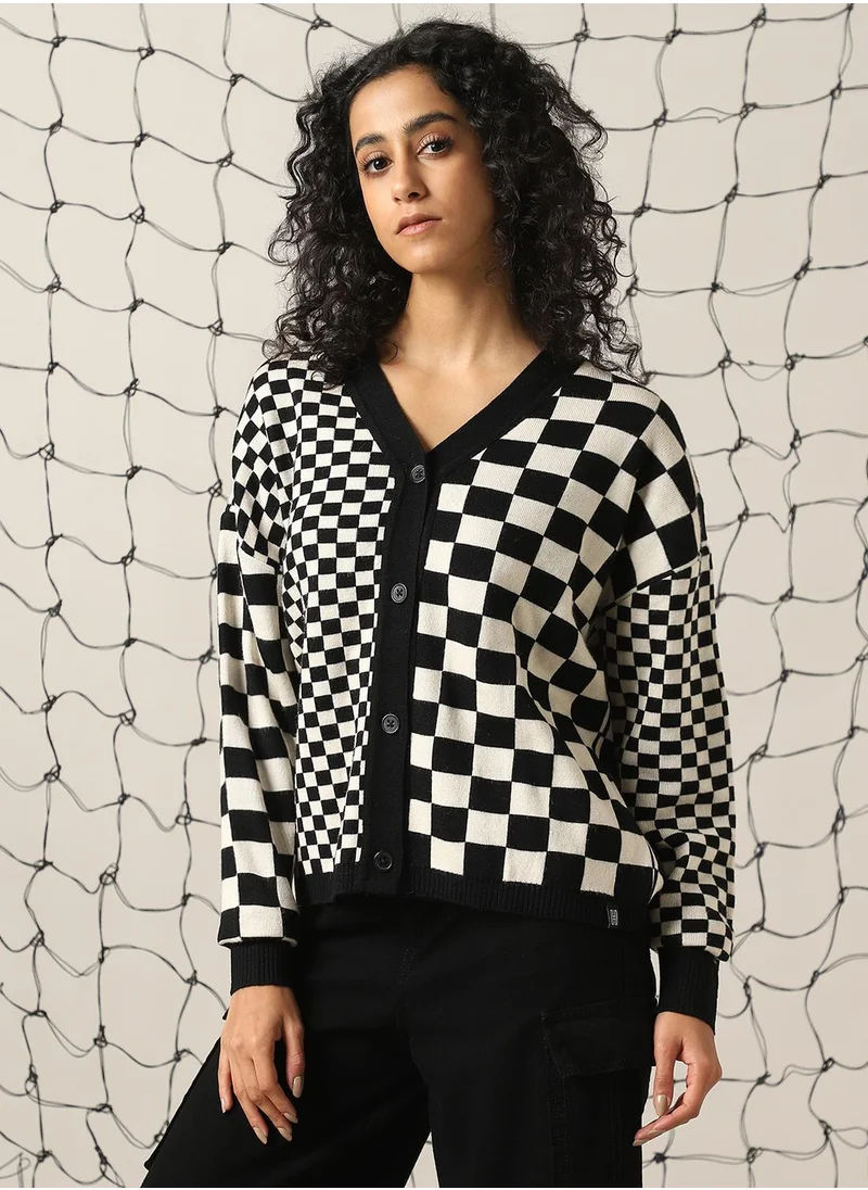 هوبرهولمي Women's Multicoloured 100% Acrylic Solid Regular Fit Sweater