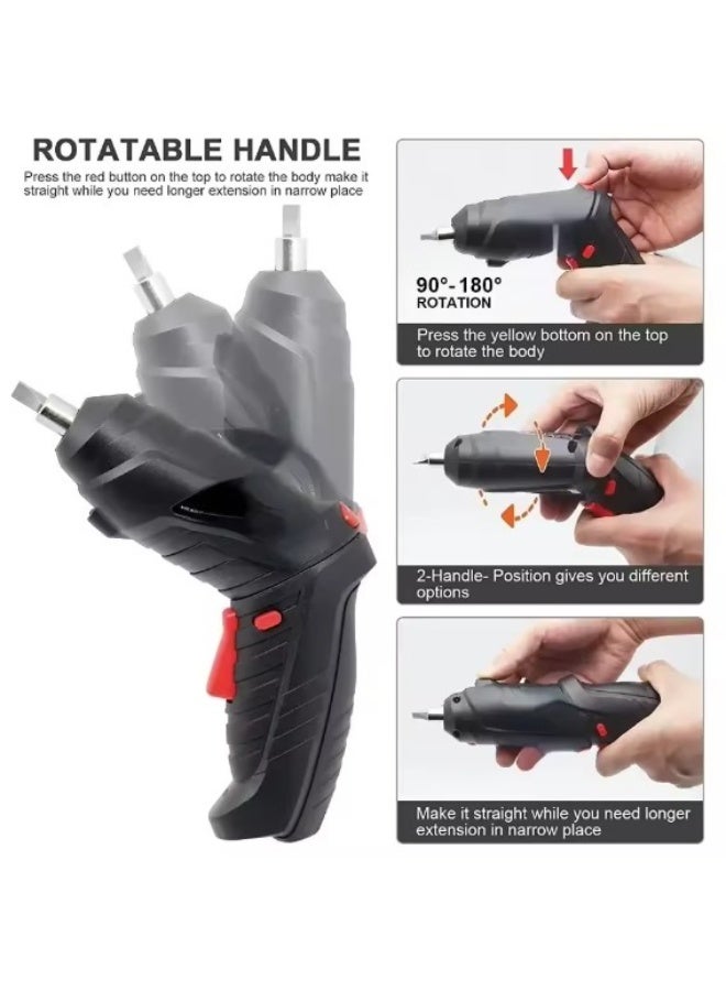 Rechargeable Cordless Electric Screwdriver Tool Set, 47 Pcs, Black - Image 4
