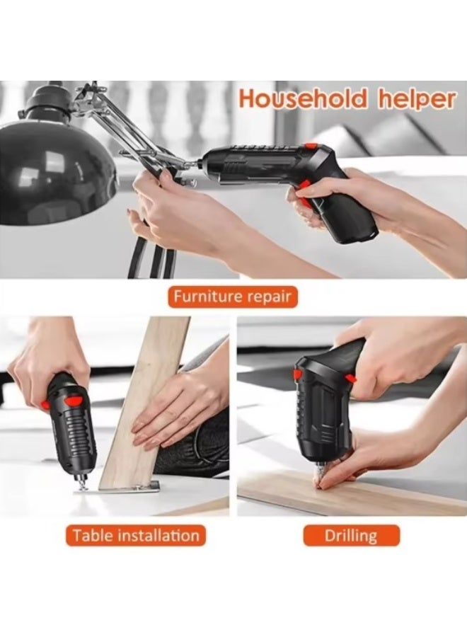 Rechargeable Cordless Electric Screwdriver Tool Set, 47 Pcs, Black - Image 5