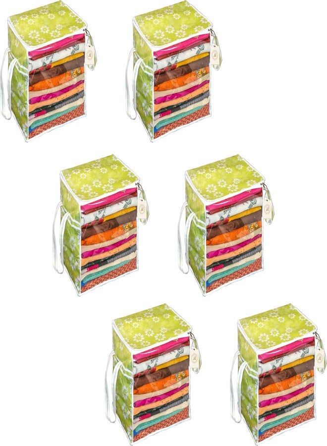 AARON INC Saree Storage Bag | Premium Wardrobe Cloth Organizer Box | Large Garment Cover with Polka Dot Design | Durable Fabric, Transparent Window | Pack Of 6 AWPM11785 - Image 1