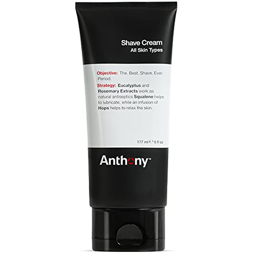 Anthony Shaving Cream Mens Sensitive Skin: Squalane, Eucalyptus, Spearmint and Rosemary Extracts, Help Soothe, Refresh, Cool, and Condition Your Skin for Shave 6 Fl Oz - Image 1