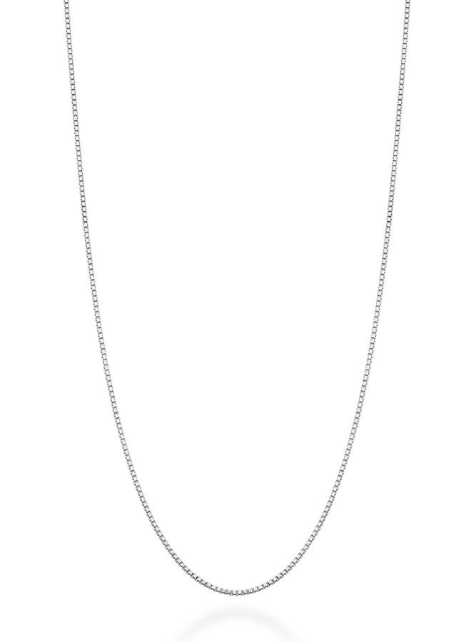 Miabella Italian 925 Sterling Silver or 18K Gold Plated Silver Thin 1mm Box Chain Necklace for Women, Made in Italy (SI, Length 18 Inches) - Image 1