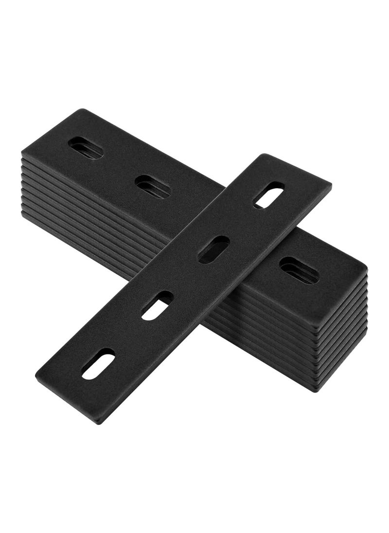 Y&D - SYOSI Straight Metal Braces, 10-Pack Black Flat Mending Plate, 6 Inches Heavy Duty Fixing Corner Brace for Farmhouse Outdoor Woodworking, Length Inches, Width 1½ Thickness 4mm, - Image 1