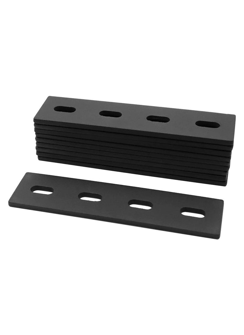 Y&D - SYOSI Straight Metal Braces, 10-Pack Black Flat Mending Plate, 6 Inches Heavy Duty Fixing Corner Brace for Farmhouse Outdoor Woodworking, Length Inches, Width 1½ Thickness 4mm, - Image 1