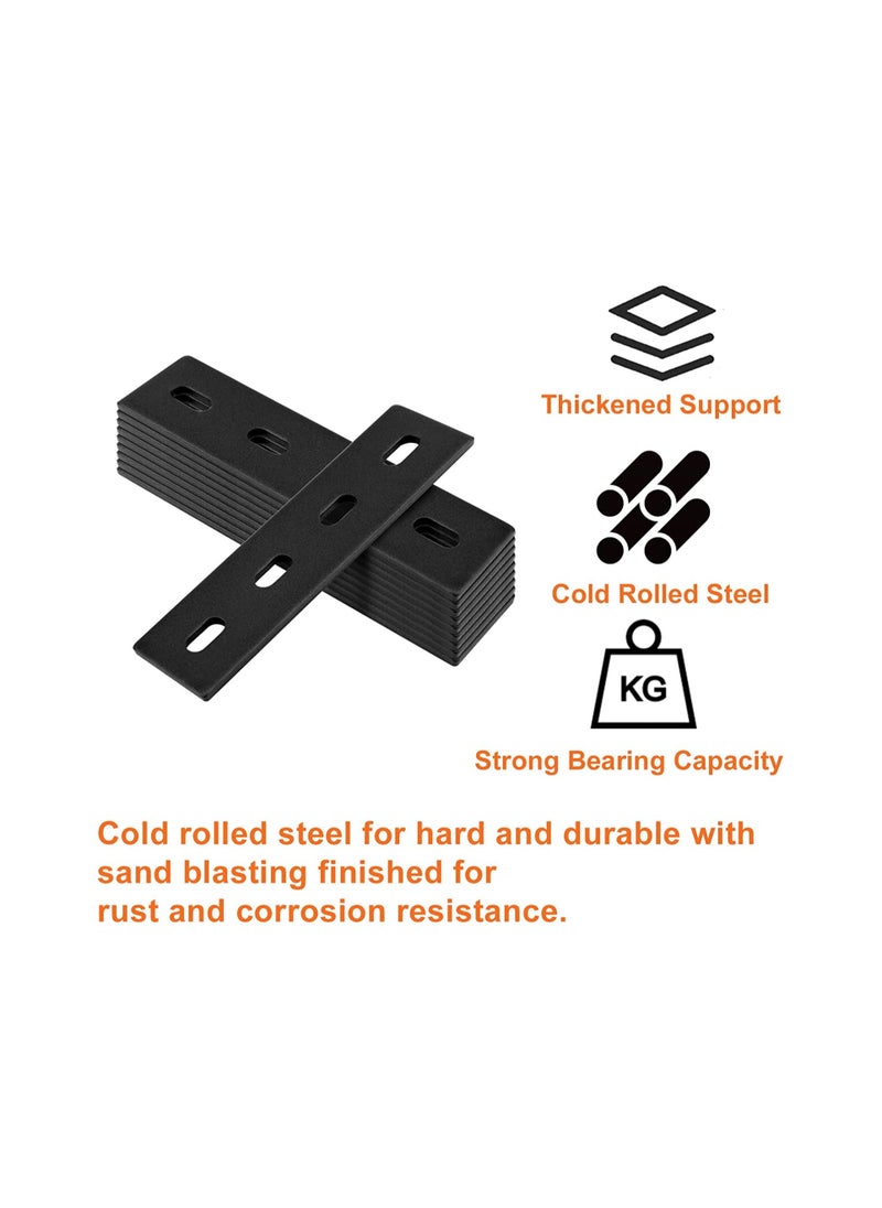 Y&D - SYOSI Straight Metal Braces, 10-Pack Black Flat Mending Plate, 6 Inches Heavy Duty Fixing Corner Brace for Farmhouse Outdoor Woodworking, Length Inches, Width 1½ Thickness 4mm, - Image 1