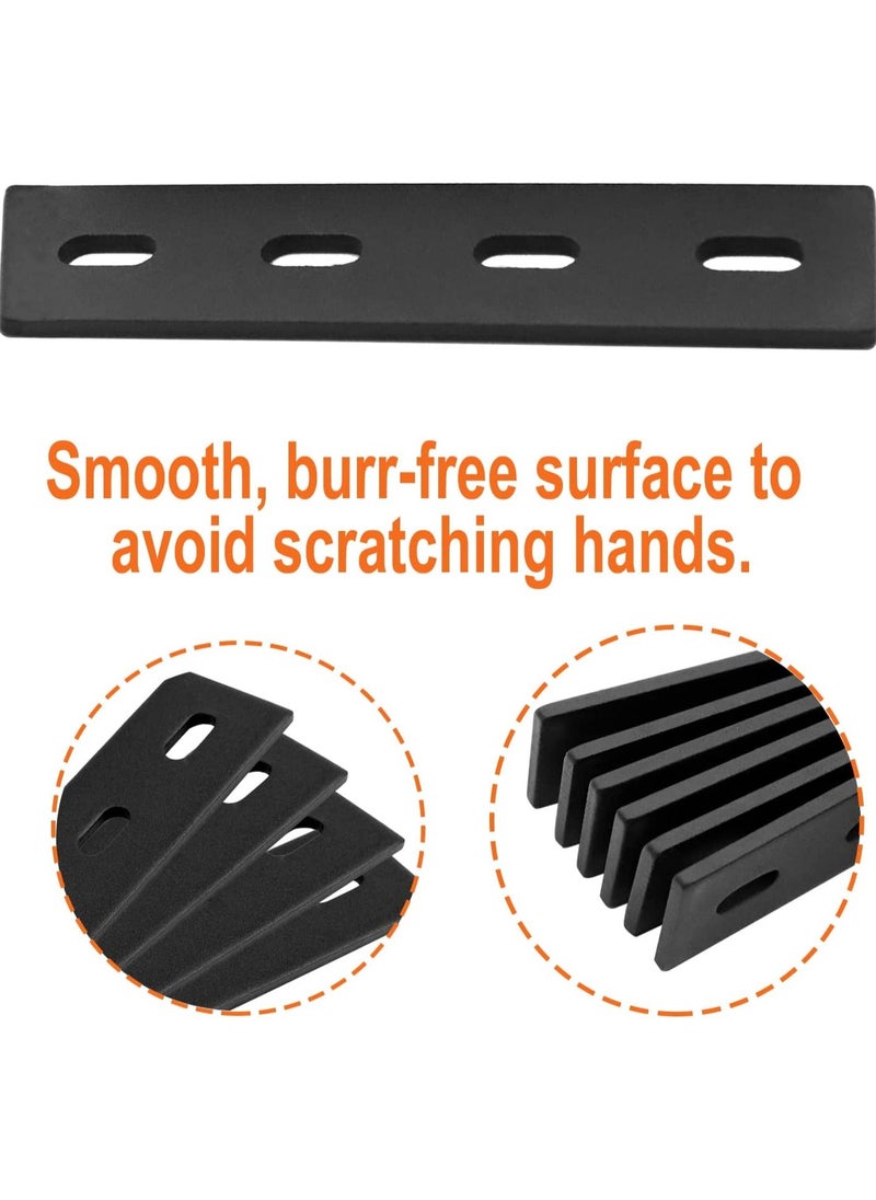 Y&D - SYOSI Straight Metal Braces, 10-Pack Black Flat Mending Plate, 6 Inches Heavy Duty Fixing Corner Brace for Farmhouse Outdoor Woodworking, Length Inches, Width 1½ Thickness 4mm, - Image 1