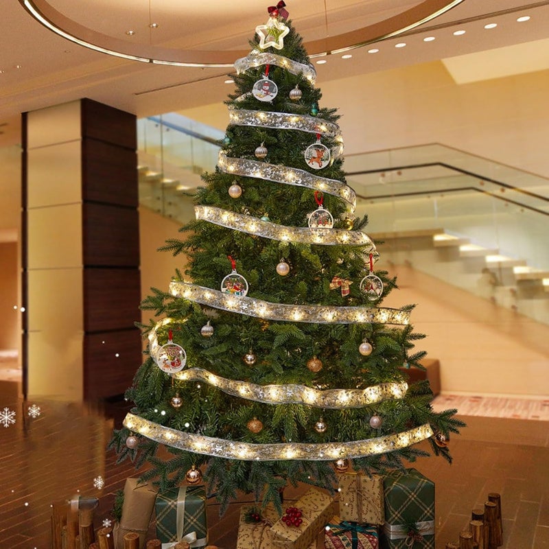 كلاراكو أضواء شريطية لشجرة عيد الميلاد من كلاركو، 39.37 بوصة، 10 خيوط إضاءة خرافية لعيد الميلاد مزودة بمنفذ USB، سلك نحاسي مزدوج الطبقة، أقواس شريطية لشجرة عيد الميلاد، ديكورات حفلات عيد الميلاد (ج) - Image 4