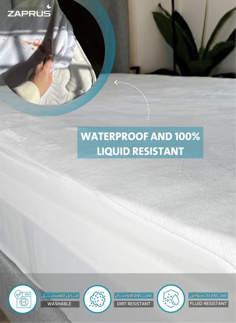 ULHYC Waterproof Mattress Protector - Terry Cotton, Hypoallergenic, Breathable, Ultra Soft, Fitted Sheet Style (Fits Up to 30cm) - Protects Against Spills, Stains, Dust Mites & Allergens - Image 4