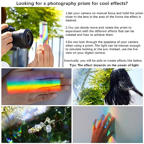 QFkris 3pc Equilateral CrystalPrisms Set -1",2" & 4" Lengths Crystal Triangular Prism Optical Prisms Glass Physics Teaching Refracted Light Spectrum Rainbow Maker Photography Props - Image 5
