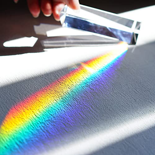 QFkris 3pc Equilateral CrystalPrisms Set -1",2" & 4" Lengths Crystal Triangular Prism Optical Prisms Glass Physics Teaching Refracted Light Spectrum Rainbow Maker Photography Props - Image 3