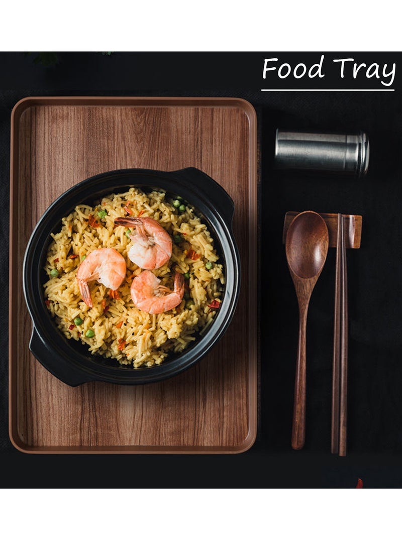 كوكيجو صينية تقديم 35.2 × 23.2 سم ، ديكور للمنزل وطاولة القهوة منظم لمسند العثماني طعام بلاستيكية من الراتنج فواكه للعطور كوكتيل مستطيلي بني - Image 4