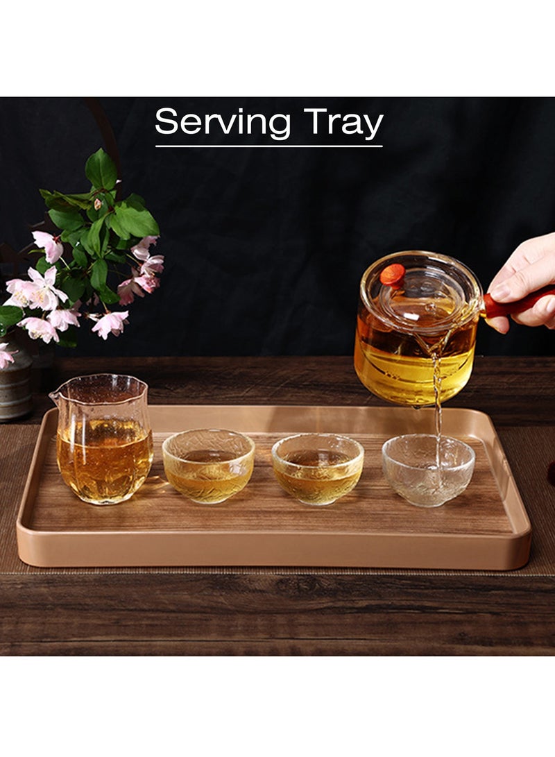 كوكيجو صينية تقديم 35.2 × 23.2 سم ، ديكور للمنزل وطاولة القهوة منظم لمسند العثماني طعام بلاستيكية من الراتنج فواكه للعطور كوكتيل مستطيلي بني - Image 5