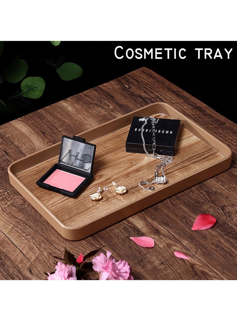 كوكيجو صينية تقديم 35.2 × 23.2 سم ، ديكور للمنزل وطاولة القهوة منظم لمسند العثماني طعام بلاستيكية من الراتنج فواكه للعطور كوكتيل مستطيلي بني - Image 3