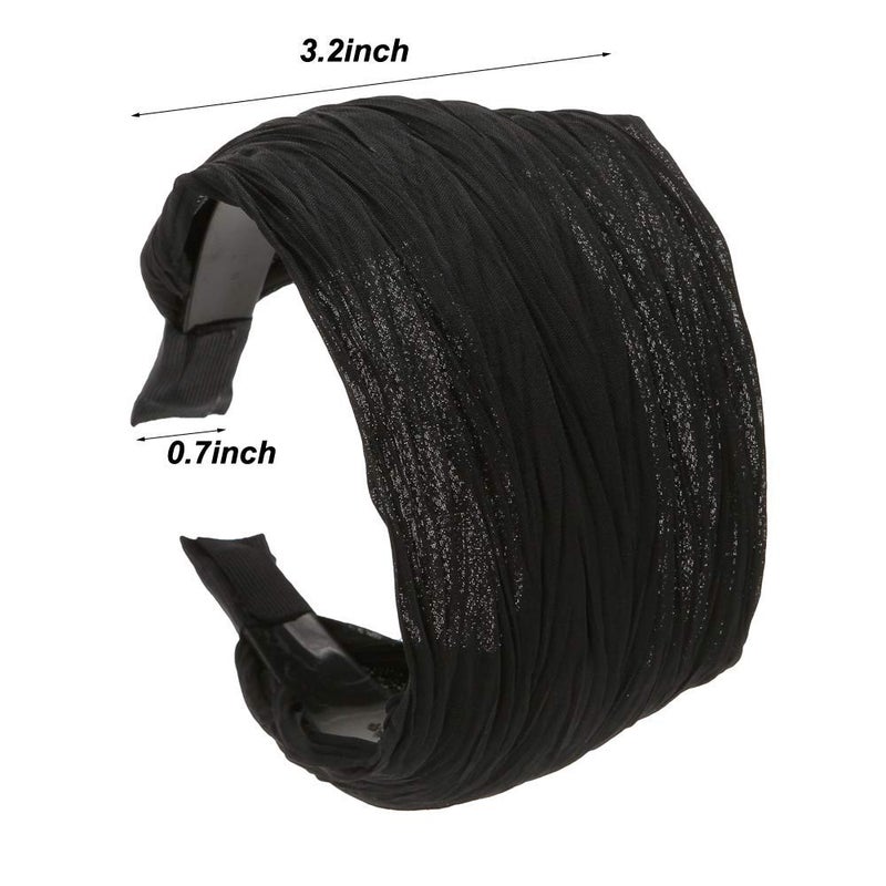 LONEEDY 5 Pack Wide Hard Headband with Teeth for Women, Girlsâ€™s Hair Band Pleated Cloth Fabric Hair Hoop Accessories (Mixed colors A) - Image 2