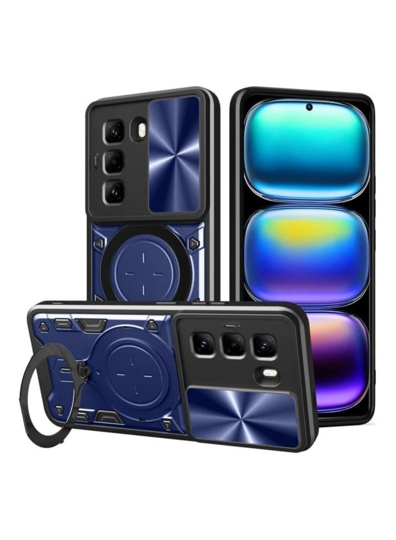 Compatible Infinix Hot 50 Pro Plus Case with 360° Rotatable Ring Mount, 【Mag-Safe Compatible】 【Sliding Camera Cover】 Grade Heavy Duty Case