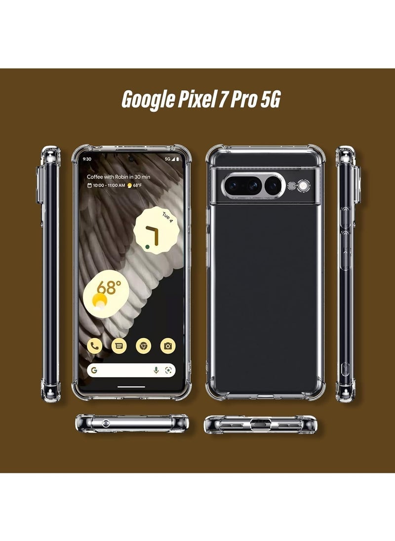 JAJEEK Google Pixel 7 Pro 5G Case, Soft Silicone TPU Bumper Shockproof Protective Cover with 1 Piece Screen Protector, Transparent - Image 3