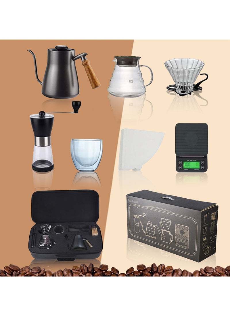 KADRAMA Pour Over Coffee Maker Set, Drip Distilled  Coffee Maker Set, V60 Coffee Filter Set, 7-piece Coffee Tool with Portable Travel Bag for Home, Travel, Camping  - Image 1