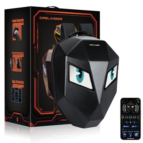 حقيبة ظهر دراجة نارية من كريلاندر - حقيبة فارس مع شاشة LED - حقيبة سفر مقاومة للماء بتصميم صلب لحاسوب محمول - حقيبة تخزين قابلة للبرمجة - حقيبة يومية لركوب الدراجات بسعة 17 بوصة