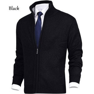 Independent Station Cross-border in stock Mens Solid Color Stand Collar Fashion Cardigan Sweater Thickened fleece-lined Knitwear Coat Jacket Black - pzsku/ZA1155F98EA3EF5C4A08DZ/45/1746221936/7482ddf0-9a46-4641-a5a4-0b553095e2d8